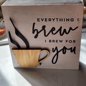Wooden Coffee Sign with Black and Brown Accents